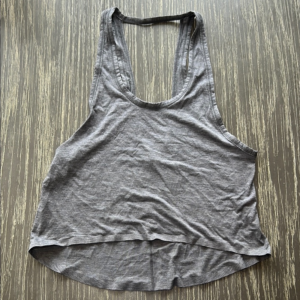 Gray Asymmetrical Crop Tank Top